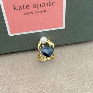 Kate Spade Blue heart-shaped rhinestone ring